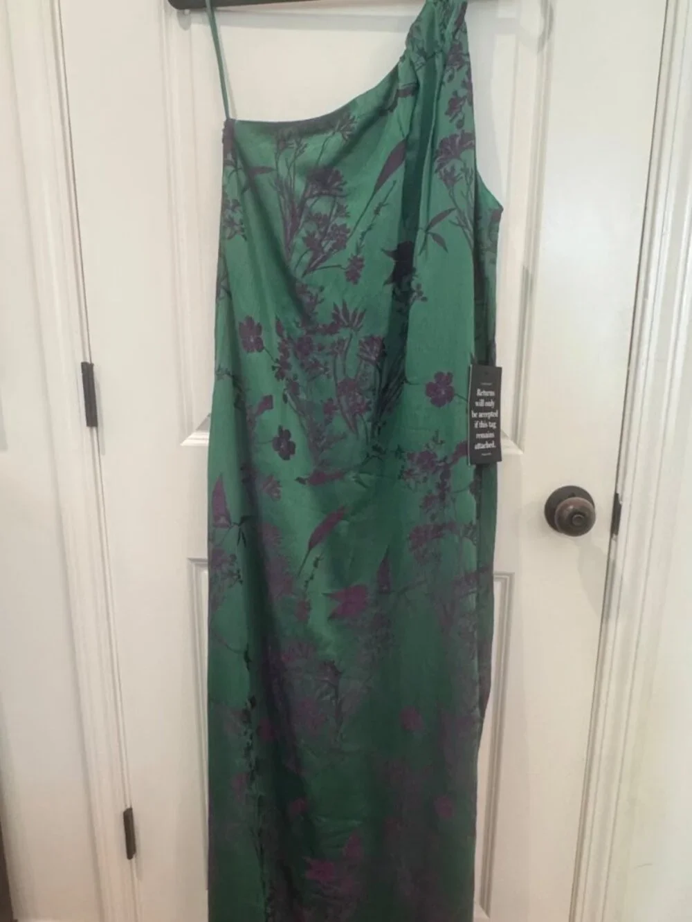 NWT Tuckernuck Pomander Place Emerald Jacquard Soleil Gown One Shoulder Sz 10 - Picture 2 of 4